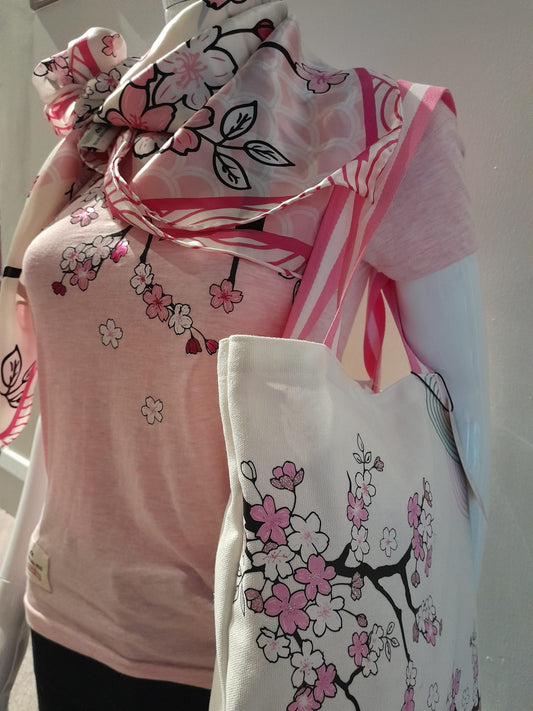 NATURAL BLOSSOM JAPPANESE GARDEN TOTE-OS