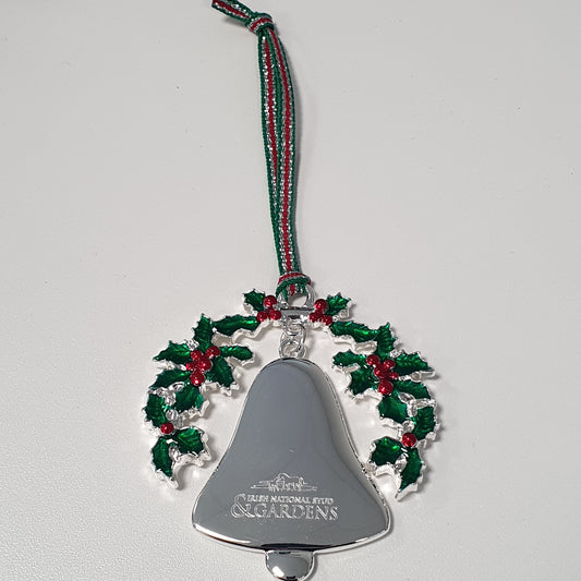 INS Engraved Bell and Holly Christmas Tree Decoration