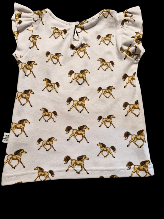 WHITE INS I LOVE HORSES KIDS FRILL T-SHIRT