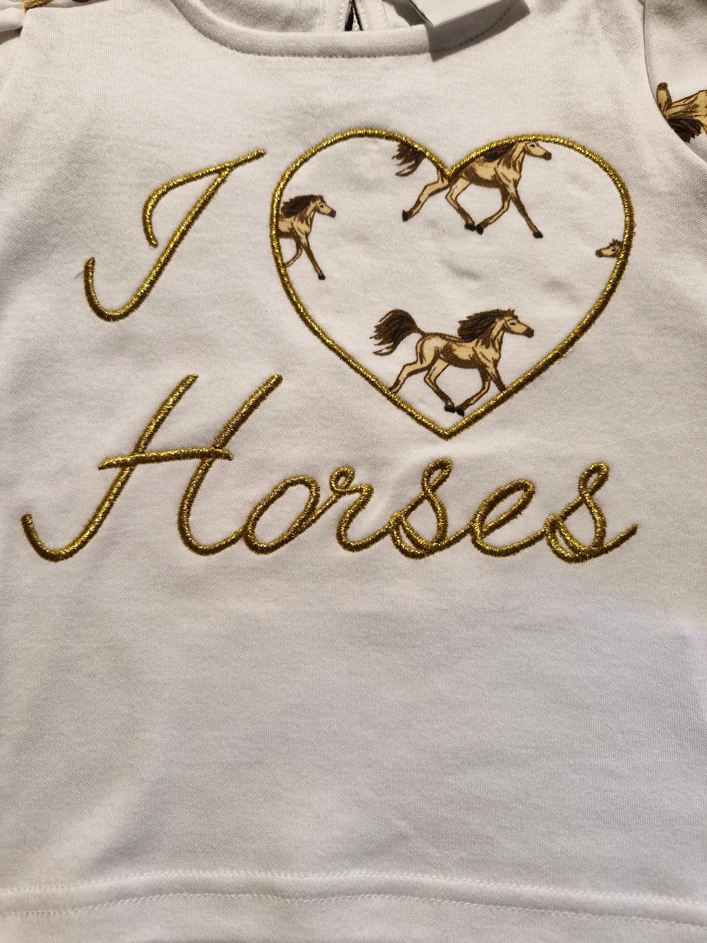 WHITE INS I LOVE HORSES KIDS FRILL T-SHIRT