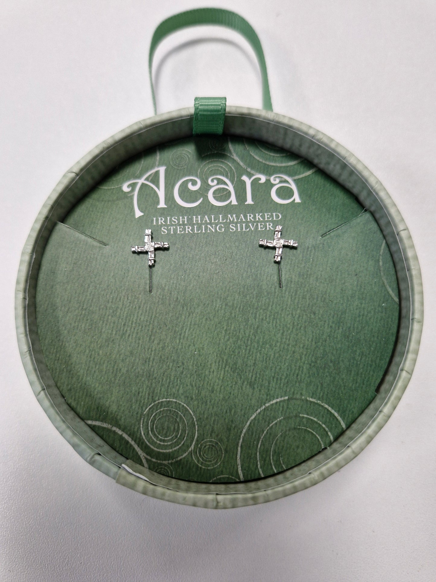 S/S ST. BRIDGETS CROSS STUD EARRINGS