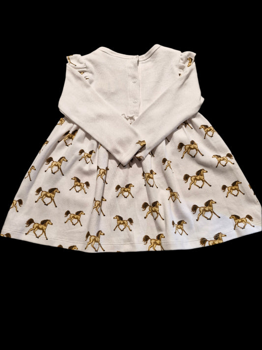 Baby Dress White Horse Design