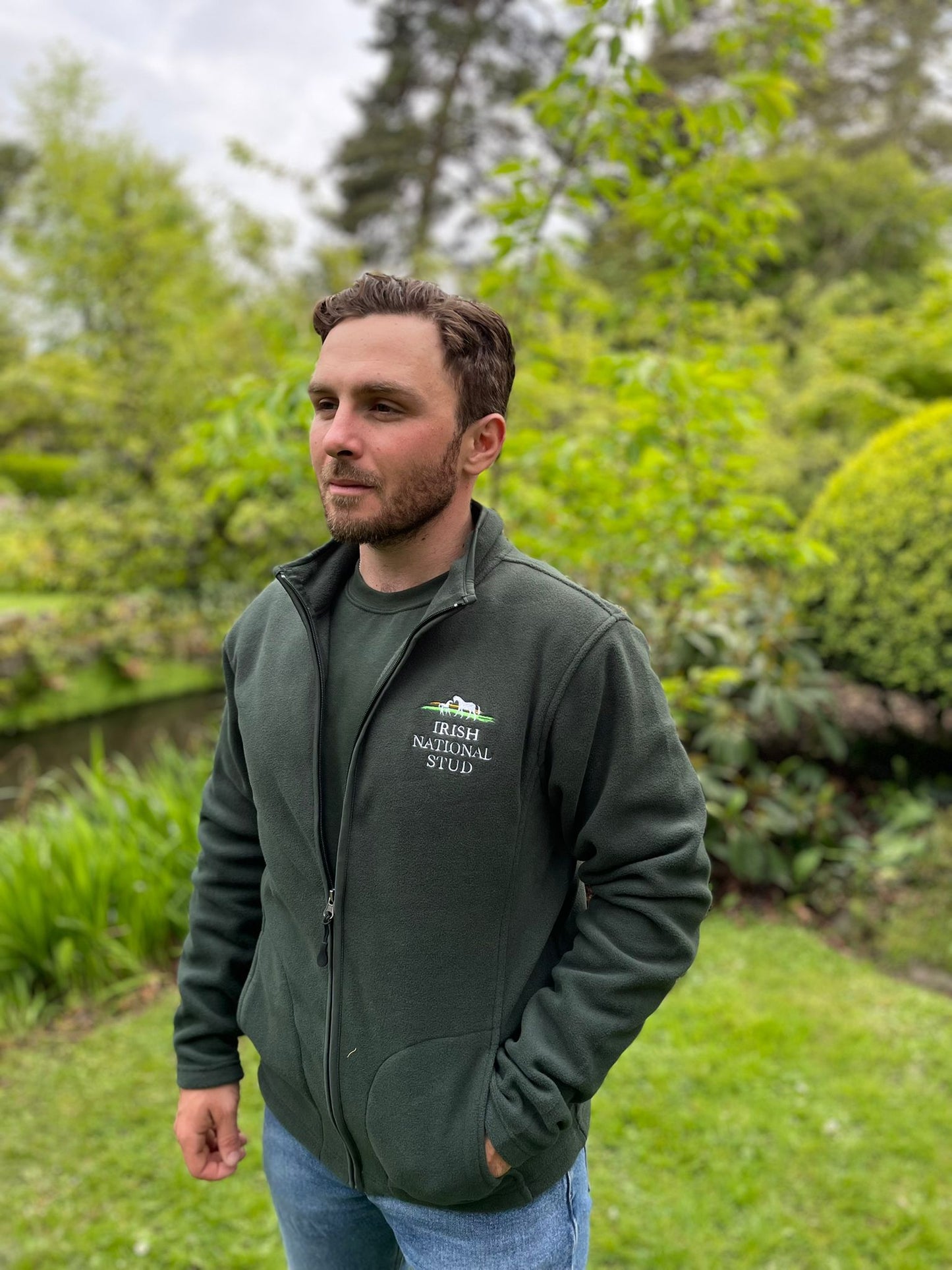 INS BOTTLE GREEN FLEECE JACKET