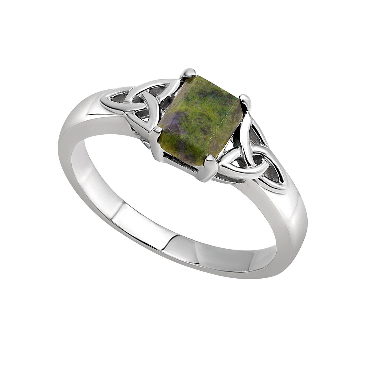 Silver Connemara Marble Celtic Knot Band