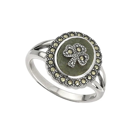 S/S MARCASITE SHAMROCK MARBLE