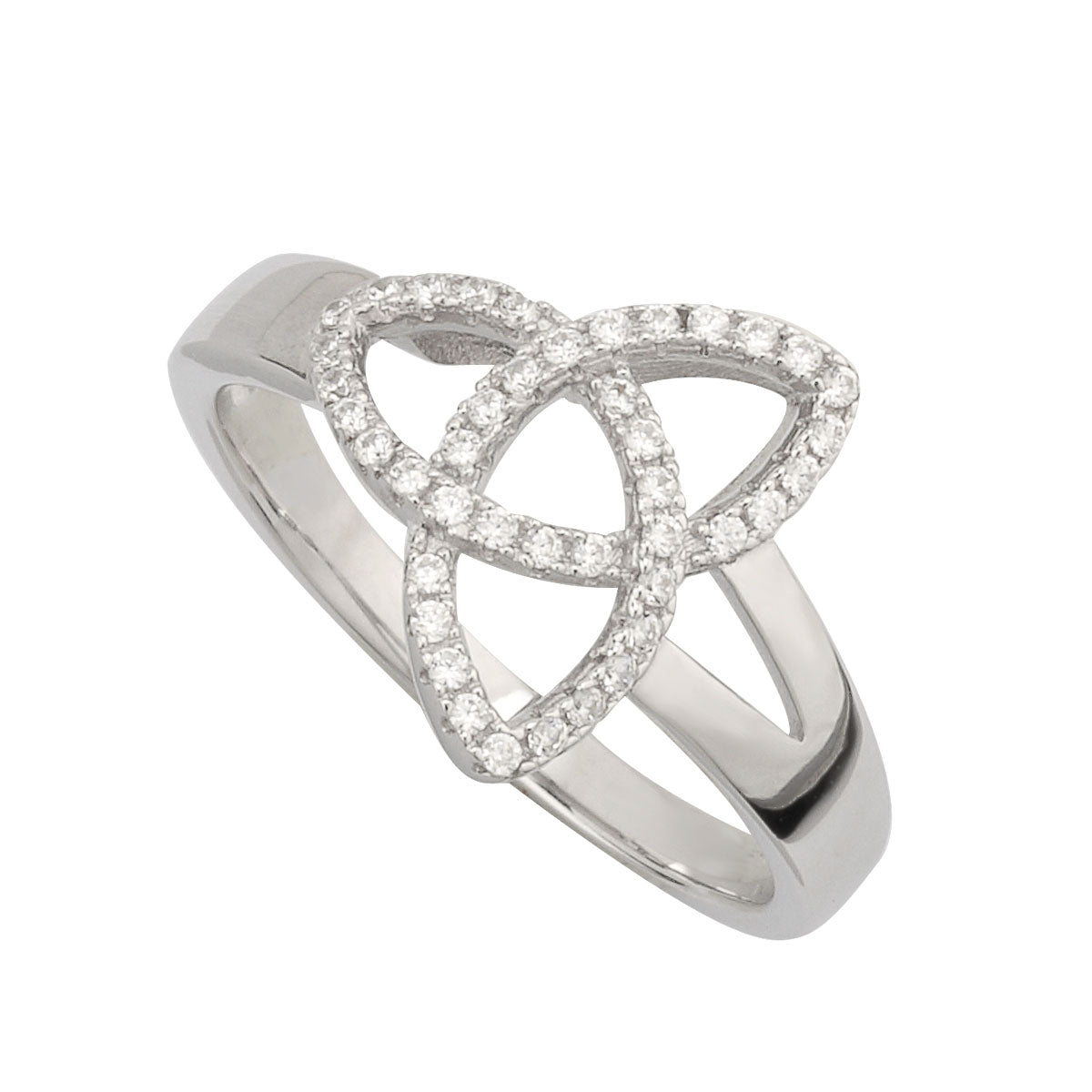 Silver Cubic Zirconia Trinity Knot Ring