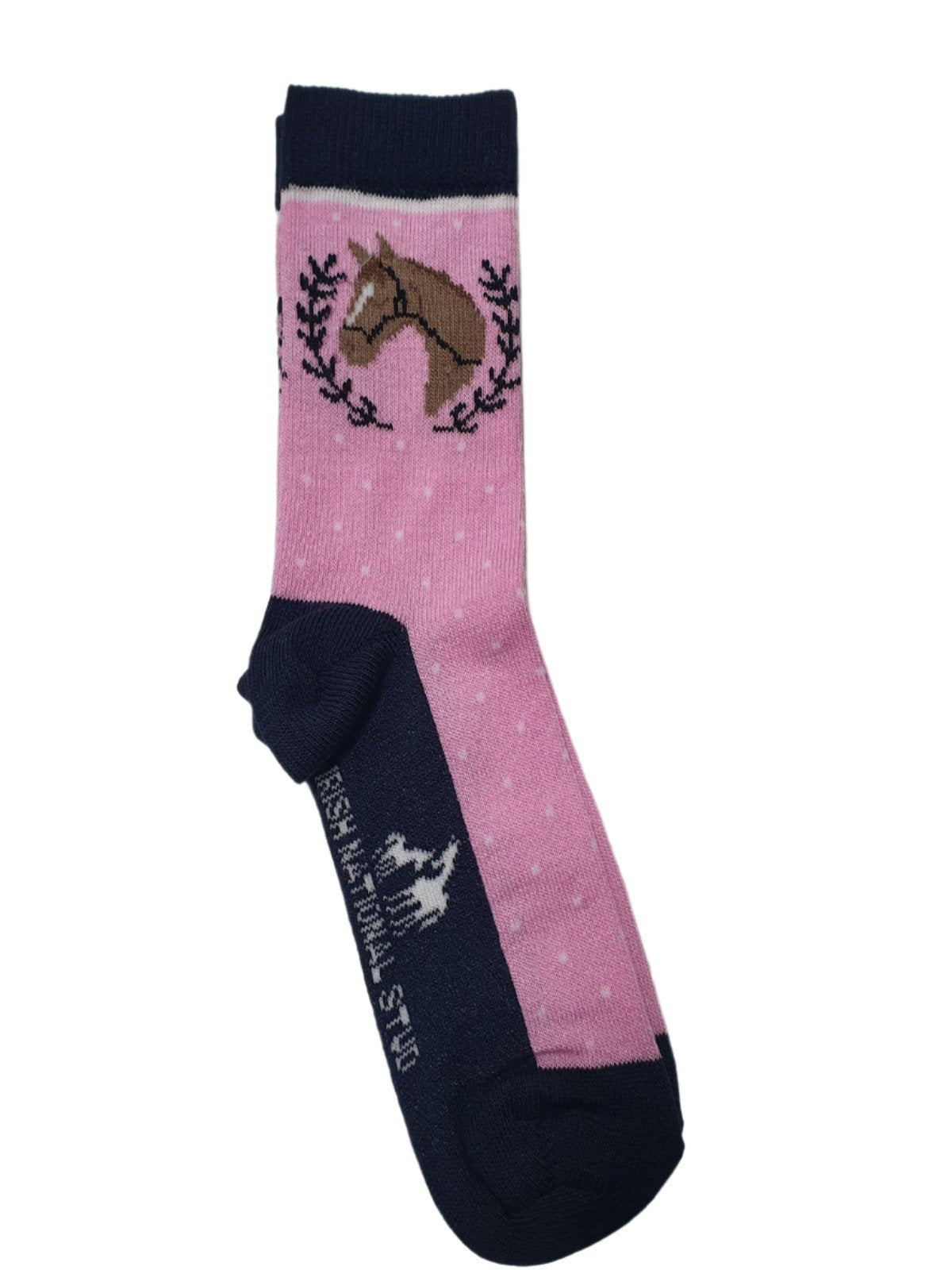 Pink/Navy Girls Horse Sock