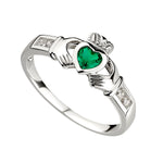 S/S CLAD SYN.EM/CZ SHOULDERS RING