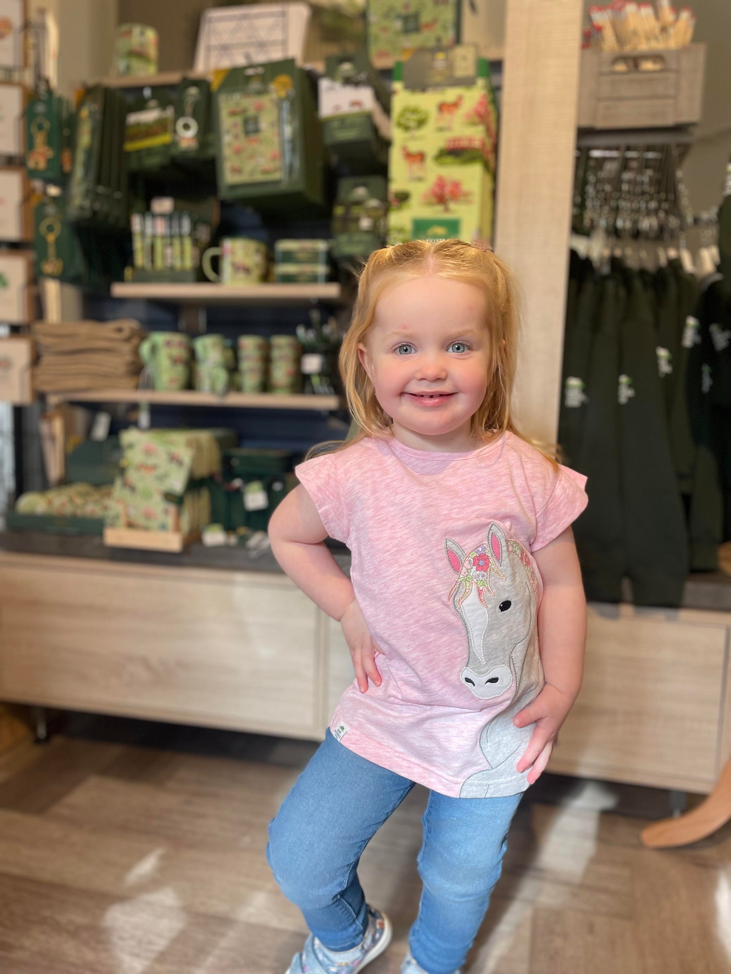 Pink Marl INS Horse T-Shirt with Frill