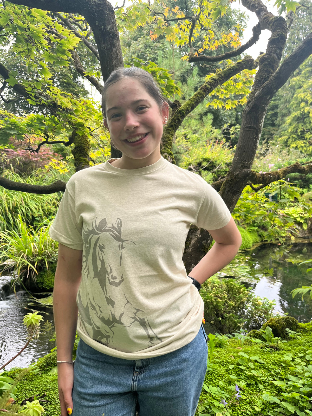 INS OATMEAL MARL GREY HORSE T-SHIRT