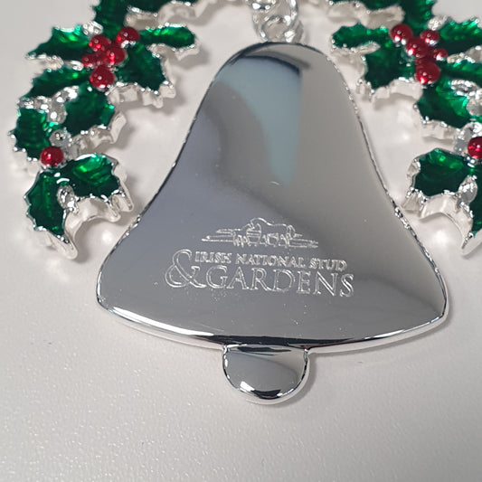 INS Engraved Bell and Holly Christmas Tree Decoration