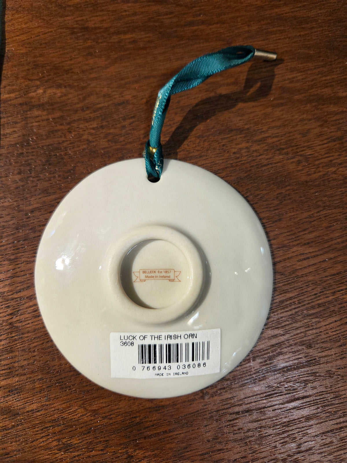Belleek Horse Head with Horseshoe Hanging Ornament