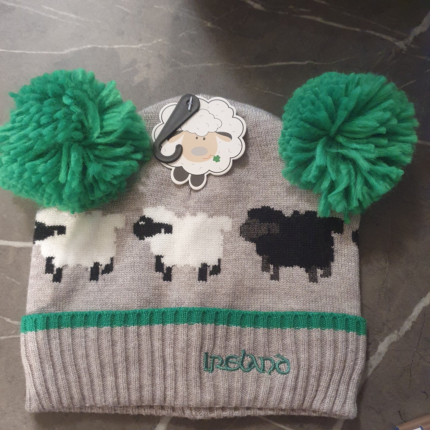 GRY Sheep Pom Knit Hat