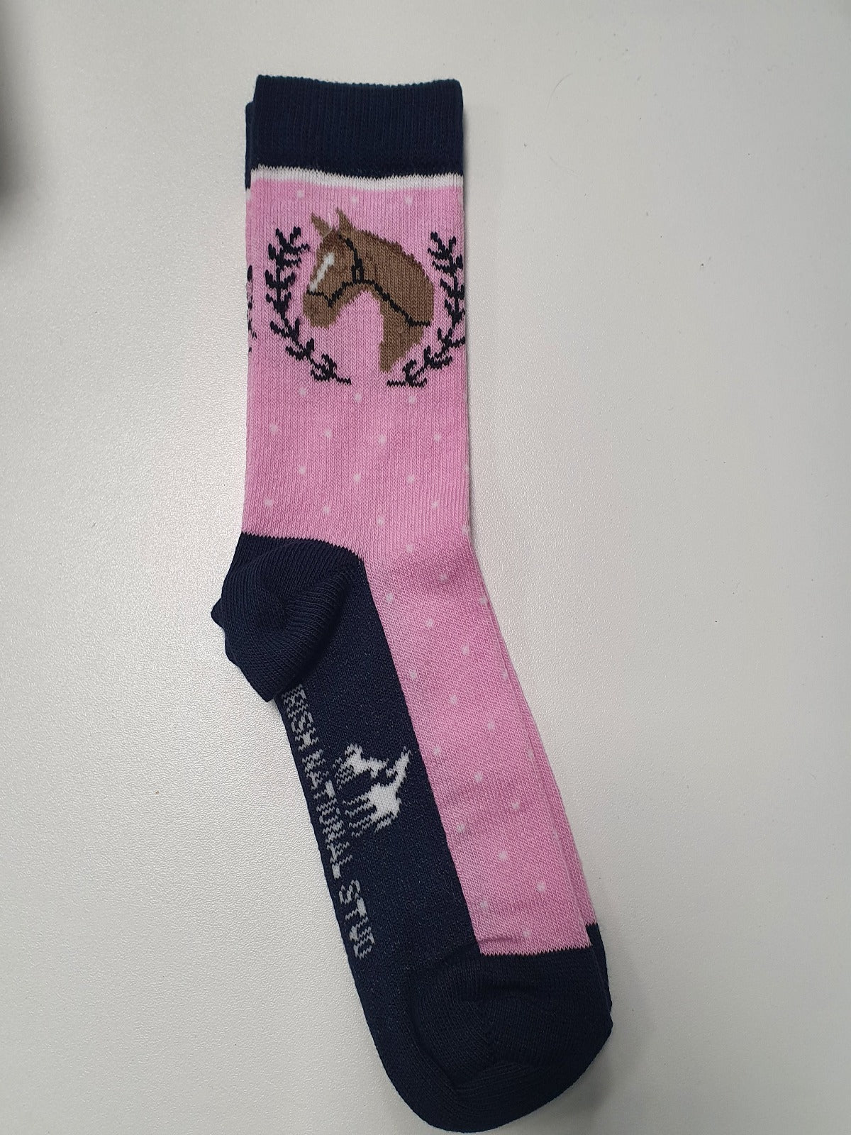 Pink/Navy Girls Horse Sock
