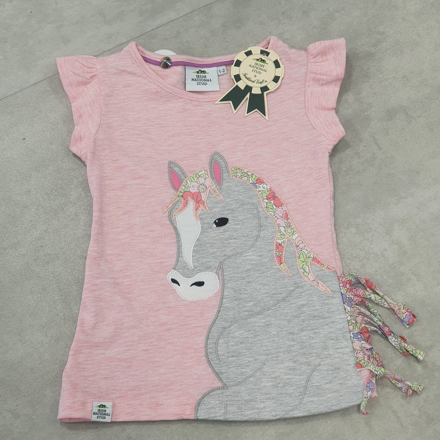 Pink Marl INS Horse T-Shirt with Frill